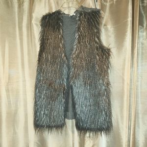 Gray Faux fur women vest